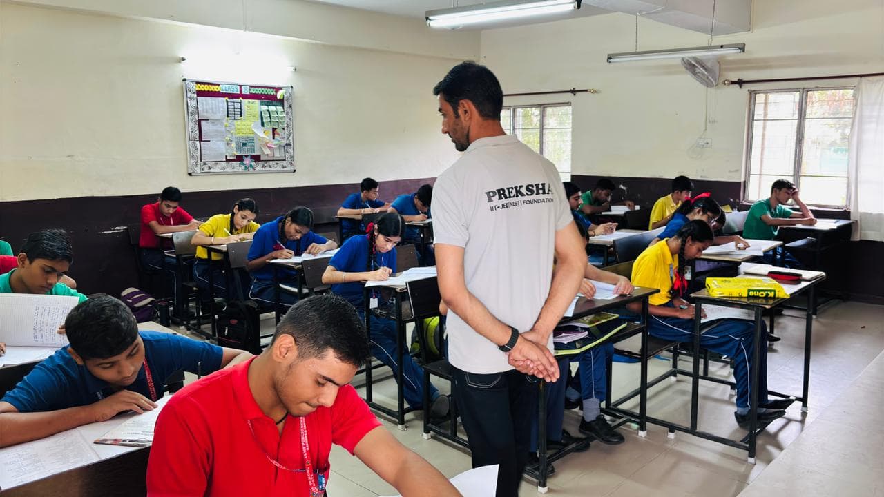 Students learning in a Preksha Institute classroom